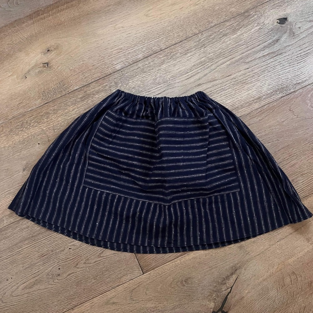 Soor Ploom Dark Blue Striped Skirt